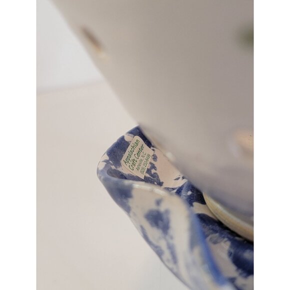 Studio Pottery Glazed Stoneware Berry Bowl attached Under Plate Signed flower - Picture 3 of 11